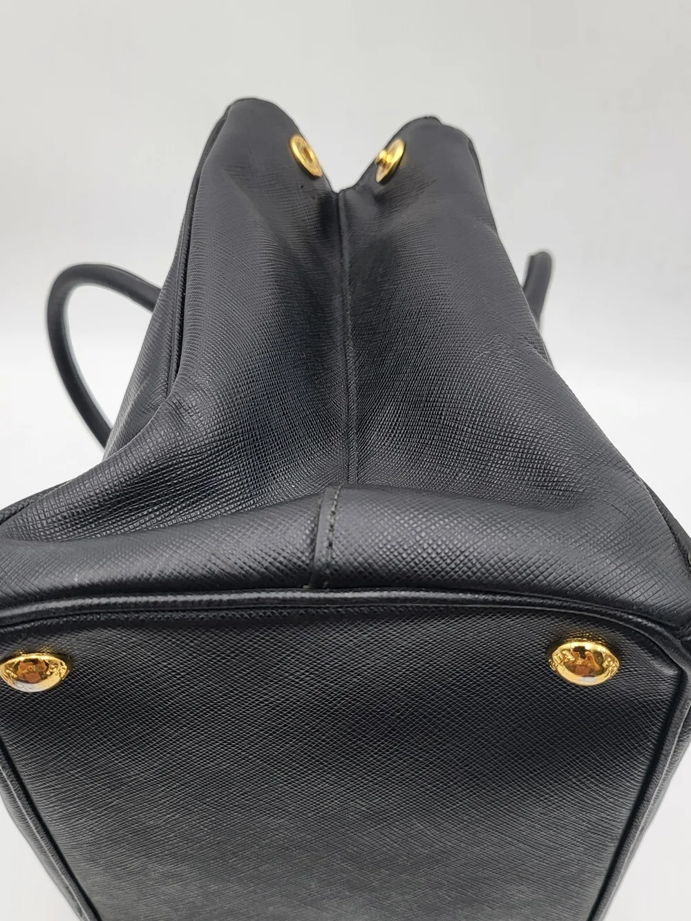 PRADA Black Saffiano Galleria Lux Leather Double Zip Medium Tote Bag,Auth w/COA.